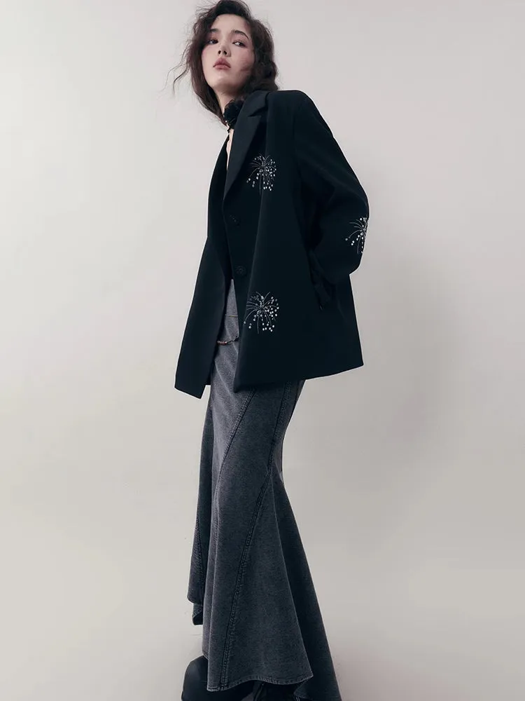 Embroidered Casual Jacket   Casual Wide Leg Pants【s0000007255】
