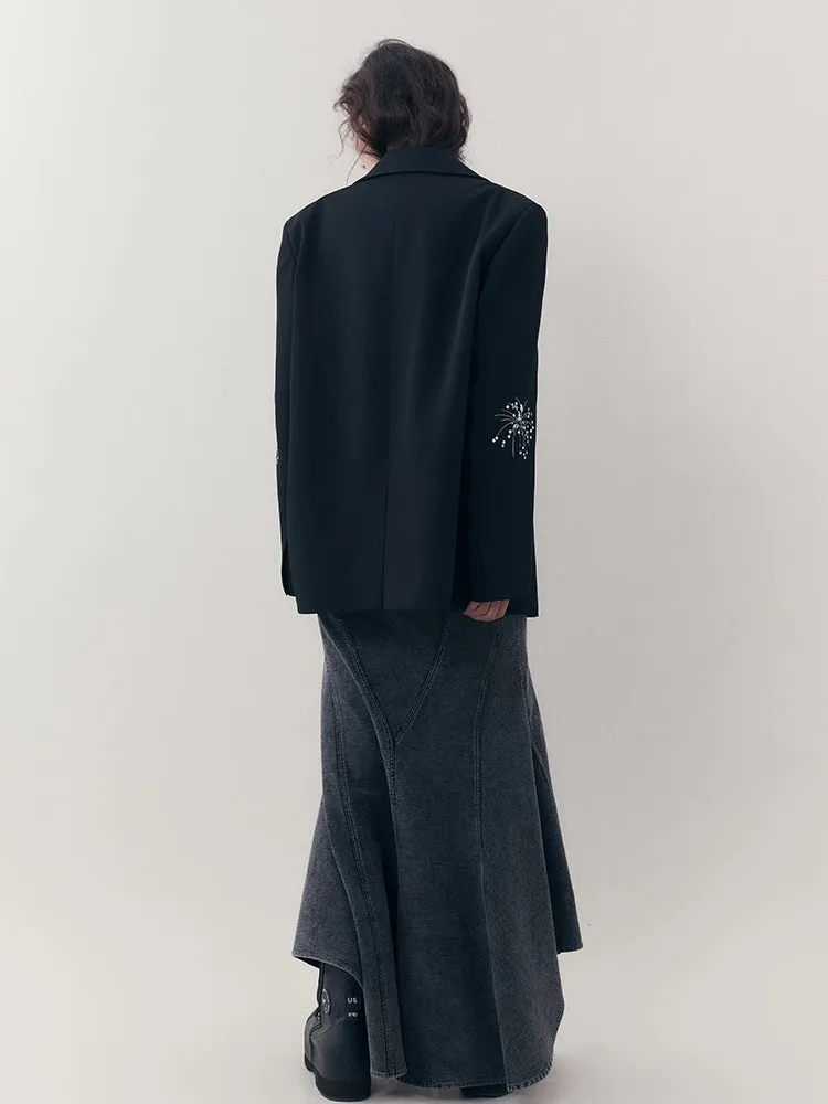 Embroidered Casual Jacket   Casual Wide Leg Pants【s0000007255】