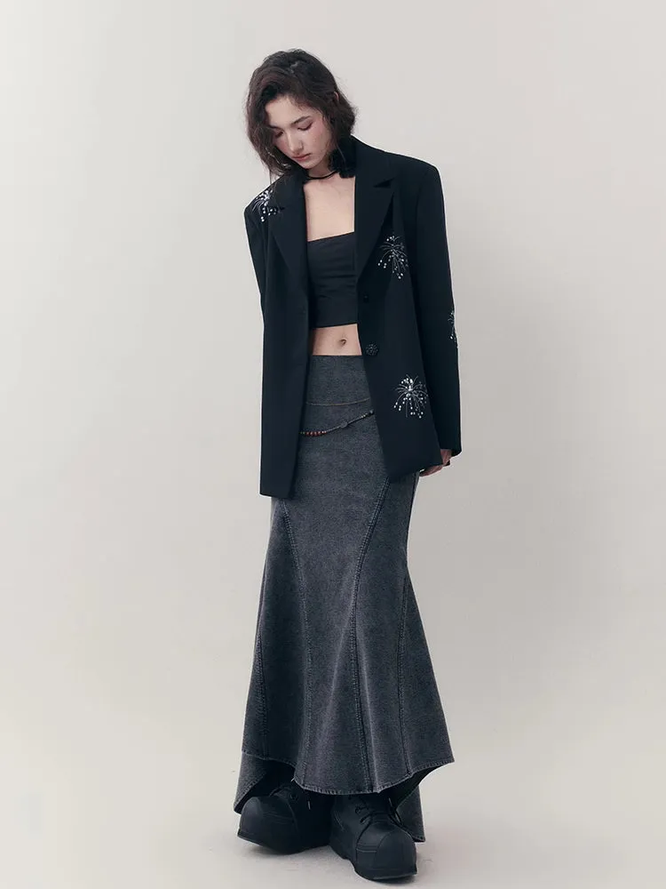 Embroidered Casual Jacket   Casual Wide Leg Pants【s0000007255】