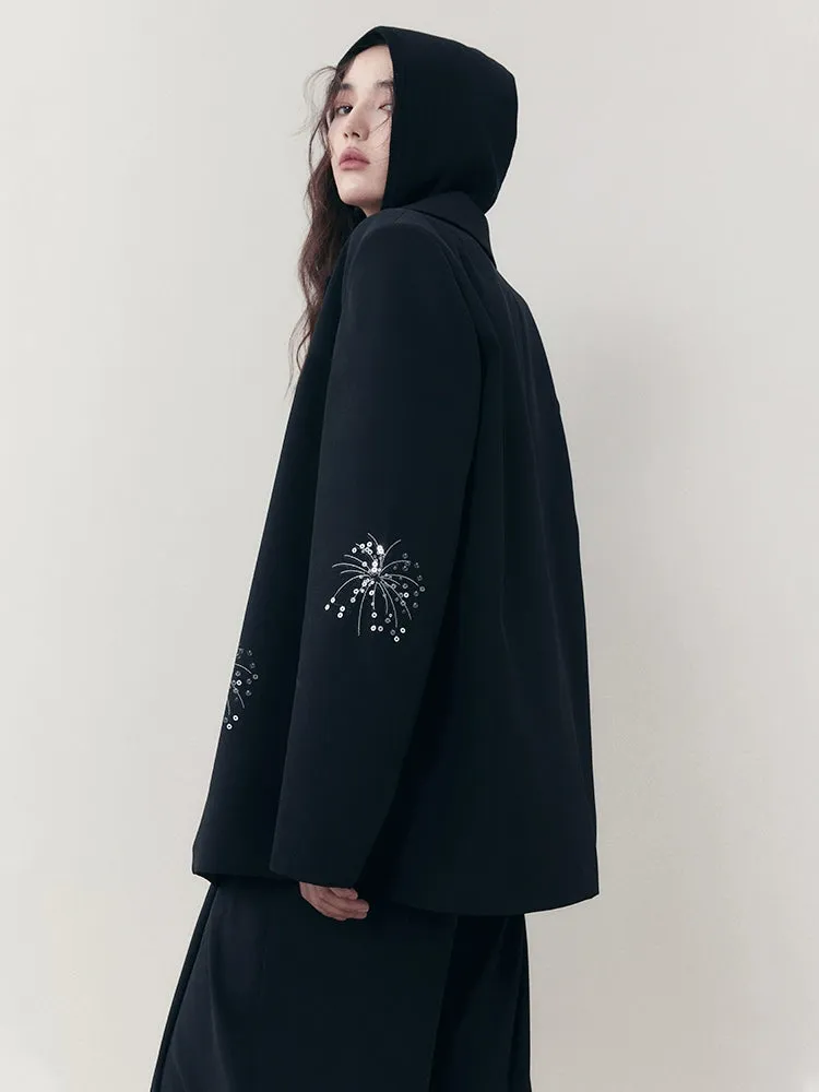 Embroidered Casual Jacket   Casual Wide Leg Pants【s0000007255】