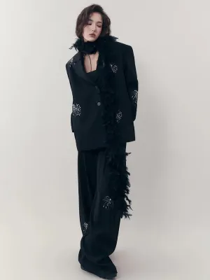 Embroidered Casual Jacket   Casual Wide Leg Pants【s0000007255】