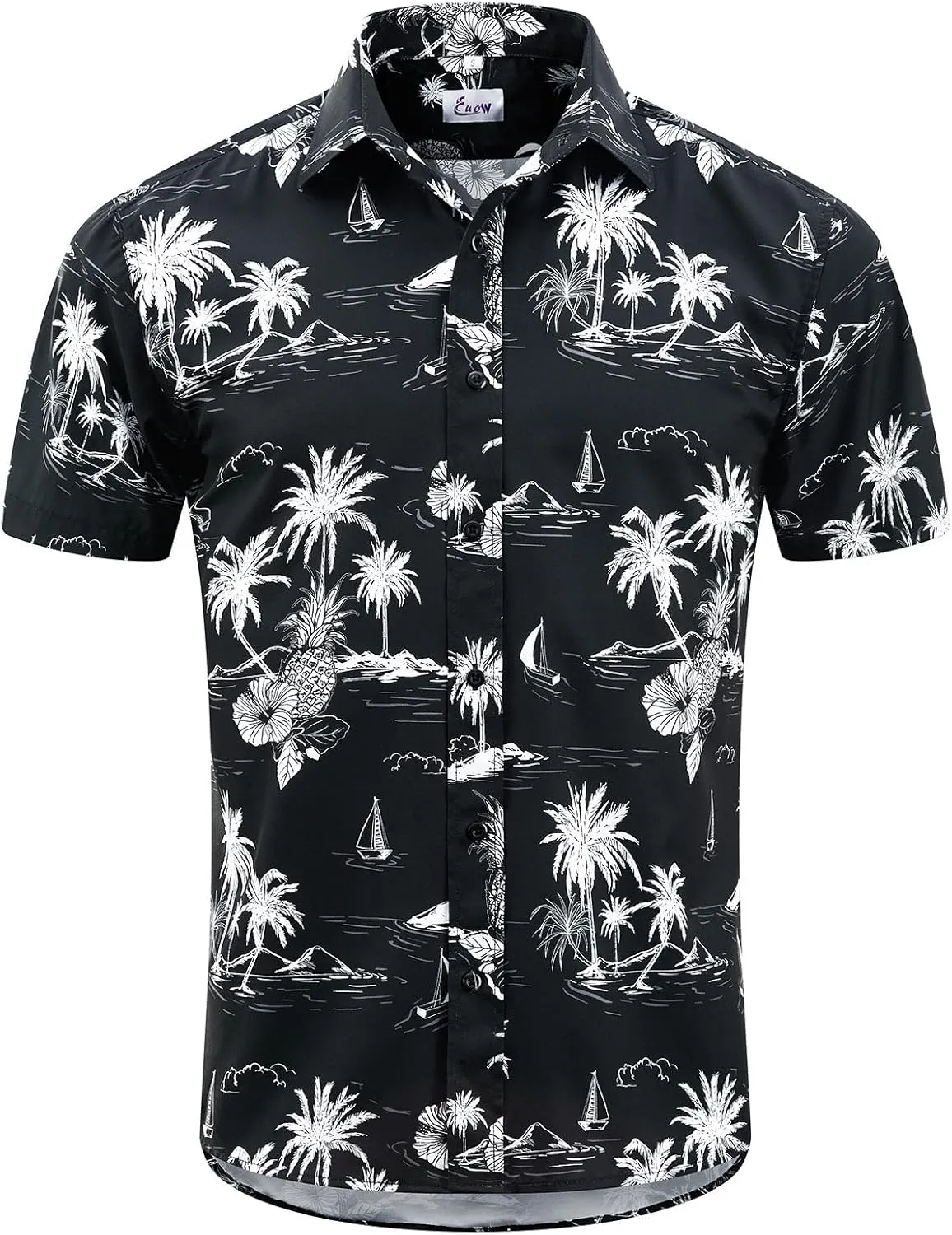 EUOW Men's Hawaiian Shirt Short Sleeves Printed Button Down Summer Beach Dress Shirts