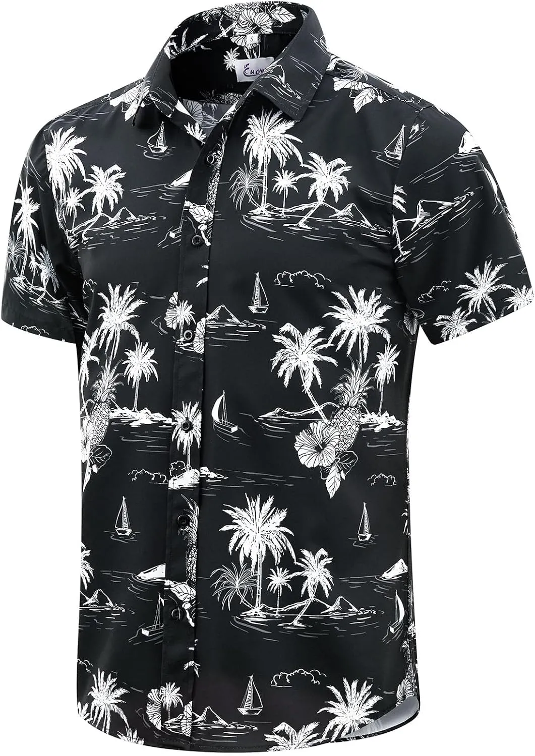 EUOW Men's Hawaiian Shirt Short Sleeves Printed Button Down Summer Beach Dress Shirts