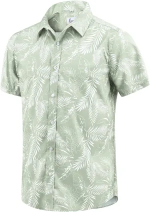 EUOW Men's Hawaiian Shirt Short Sleeves Printed Button Down Summer Beach Dress Shirts