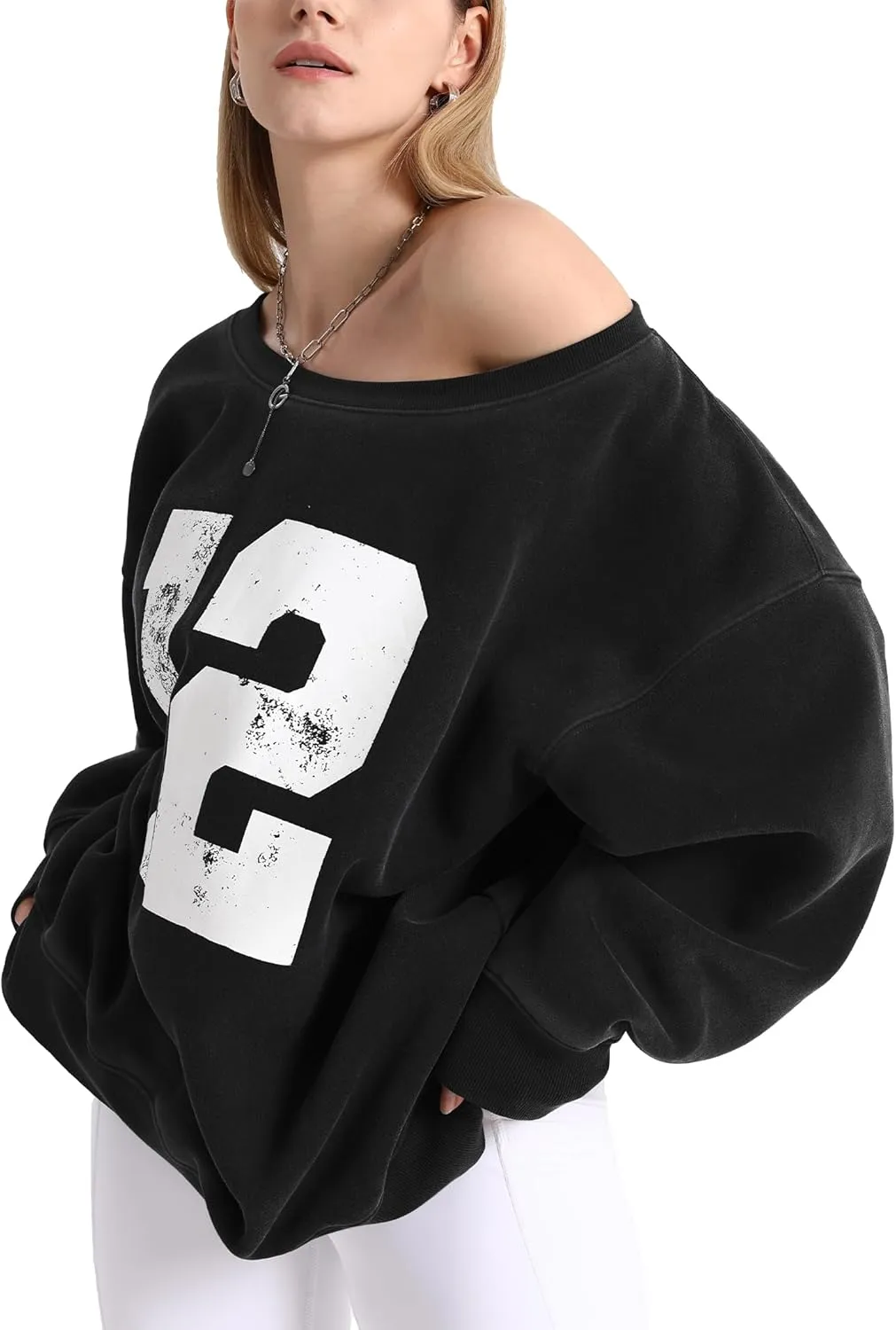 FAIABLE Womens Off-Shoulder Hoodie Heavyweight Hoodies Graphic Vintage Acid Wash Hoodie Fleece Hoodies for Women