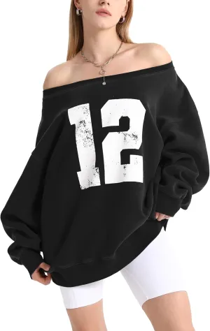 FAIABLE Womens Off-Shoulder Hoodie Heavyweight Hoodies Graphic Vintage Acid Wash Hoodie Fleece Hoodies for Women