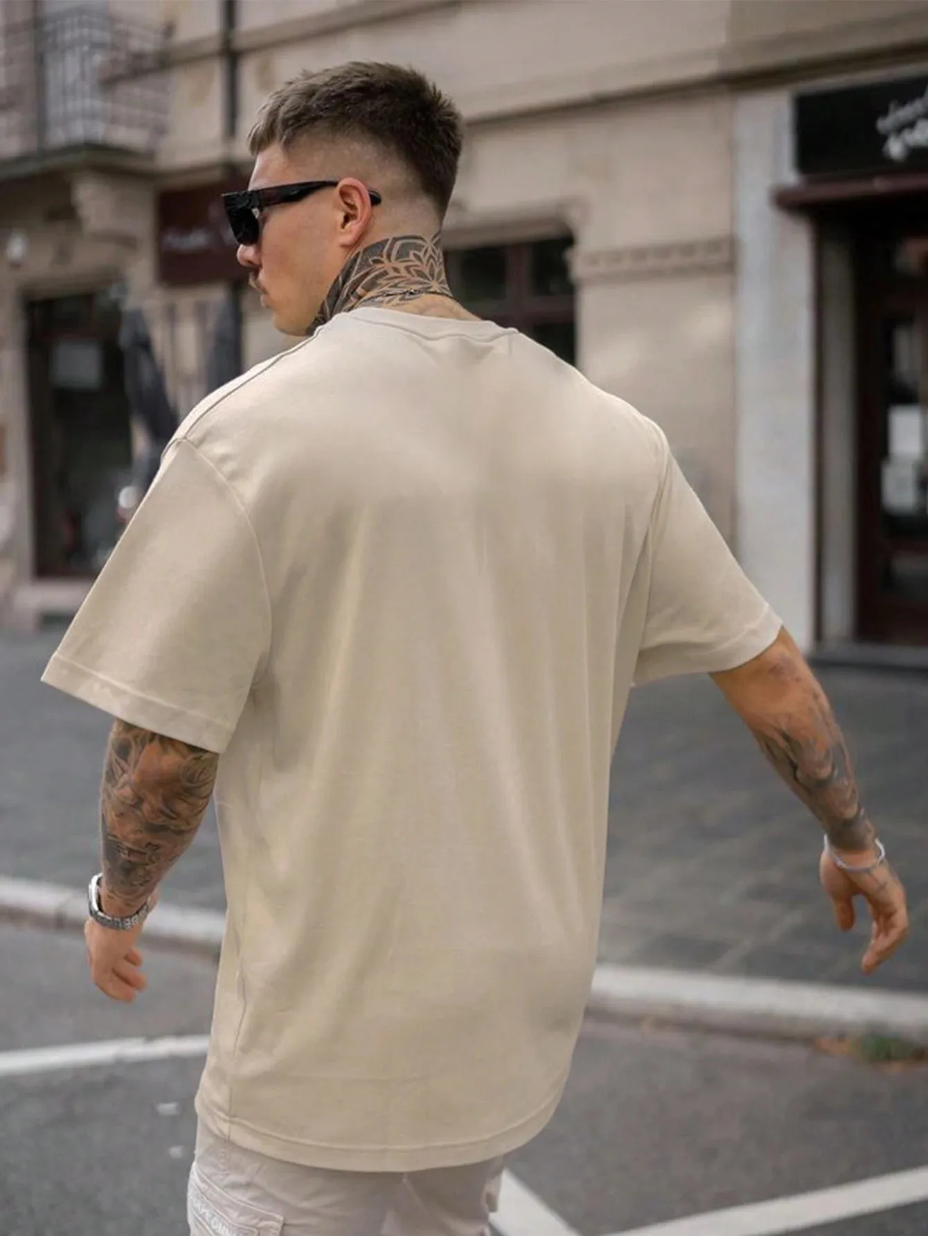 Faith Over Fear - Beige - Gym Oversized T Shirt