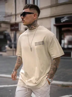 Faith Over Fear - Beige - Gym Oversized T Shirt
