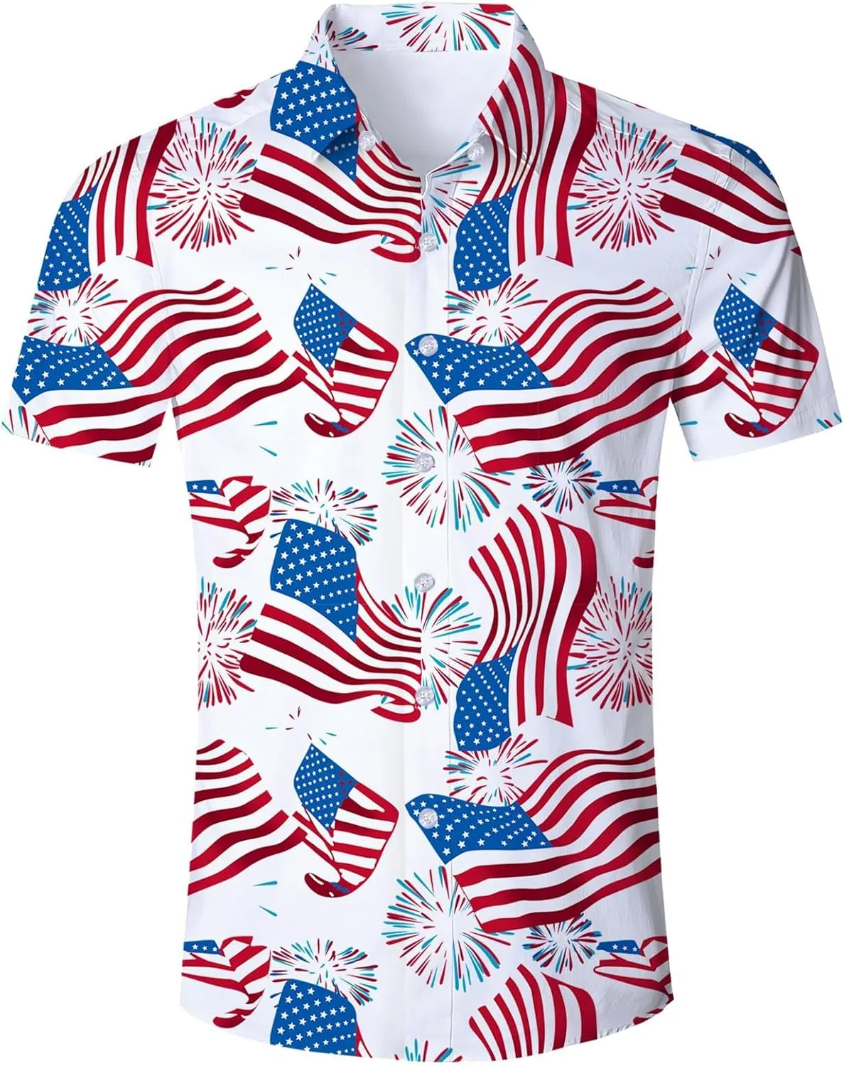 Fanient Mens Hawaiian Shirt Summer 3D Print Casual Short Sleeve Button Down Graphic Aloha Dress Shirts