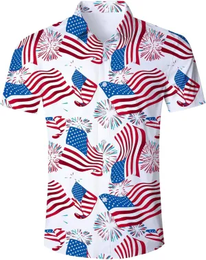 Fanient Mens Hawaiian Shirt Summer 3D Print Casual Short Sleeve Button Down Graphic Aloha Dress Shirts