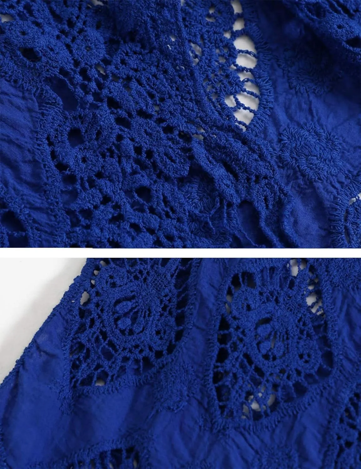 FindThy Womens Hollow Knitting Stitch Cardigan Open Front Draped Boho Hippie Crochet Vest