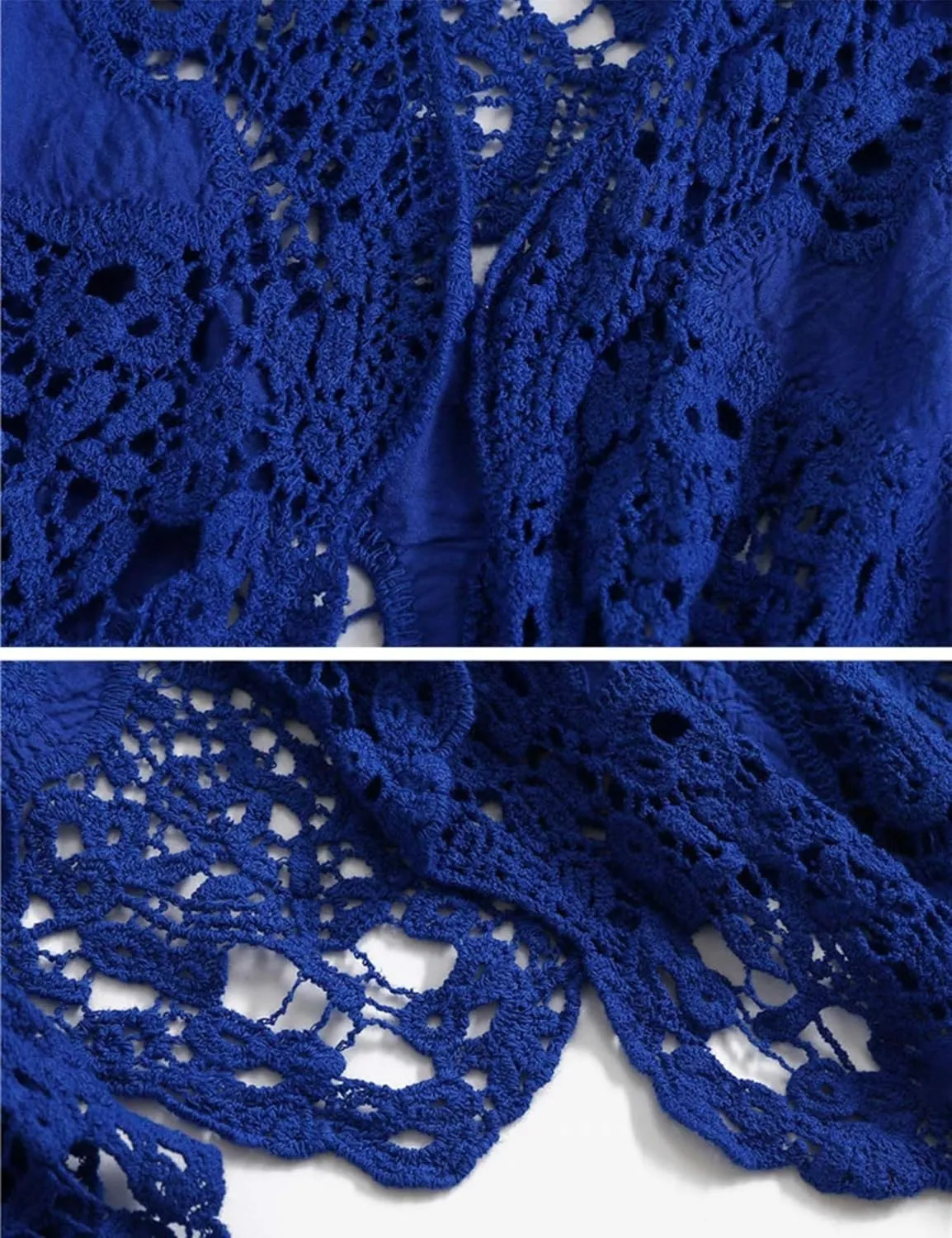 FindThy Womens Hollow Knitting Stitch Cardigan Open Front Draped Boho Hippie Crochet Vest
