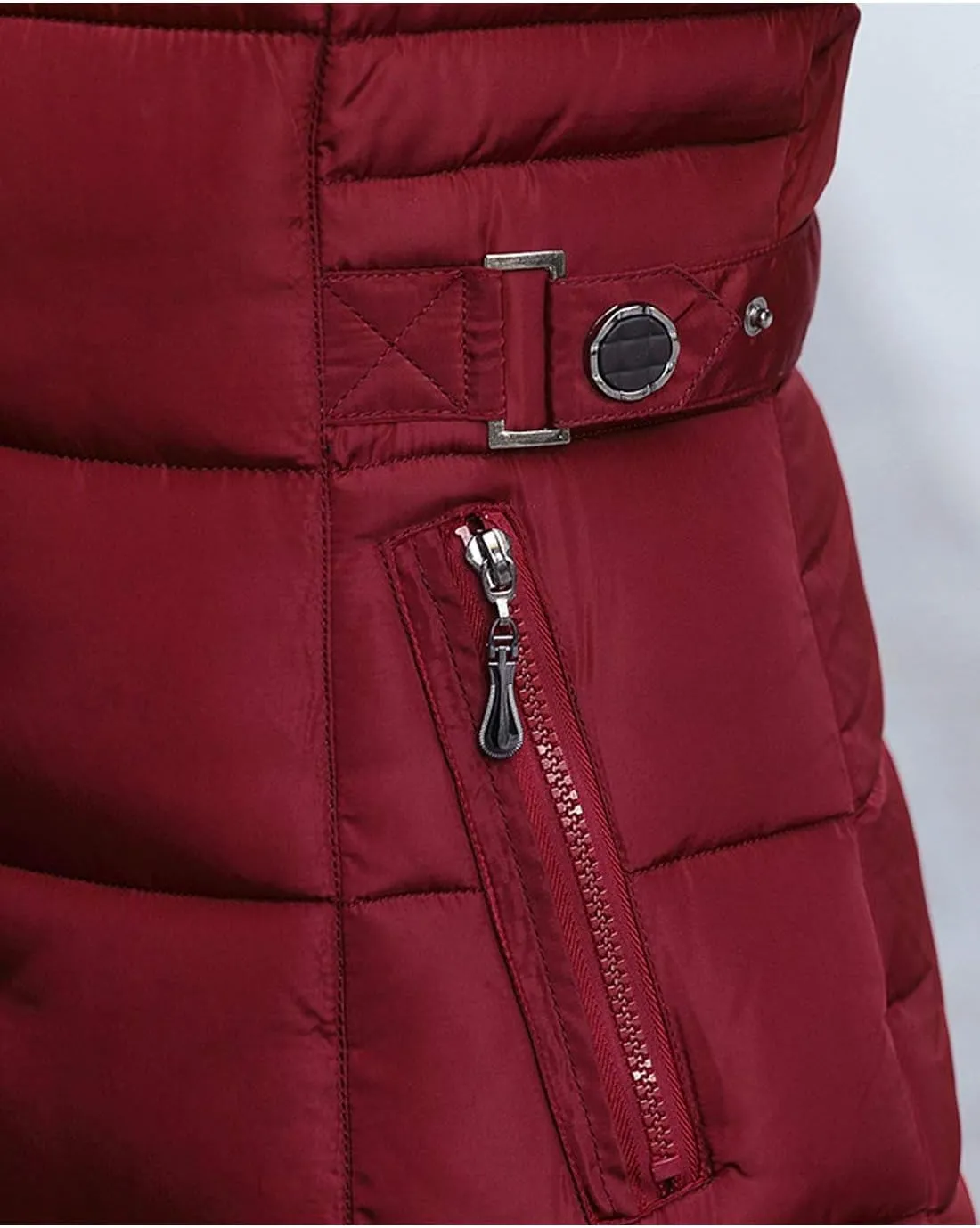 Flygo Women's Winter Warm Fur Hooded Down Coat Maxi Long Outwear