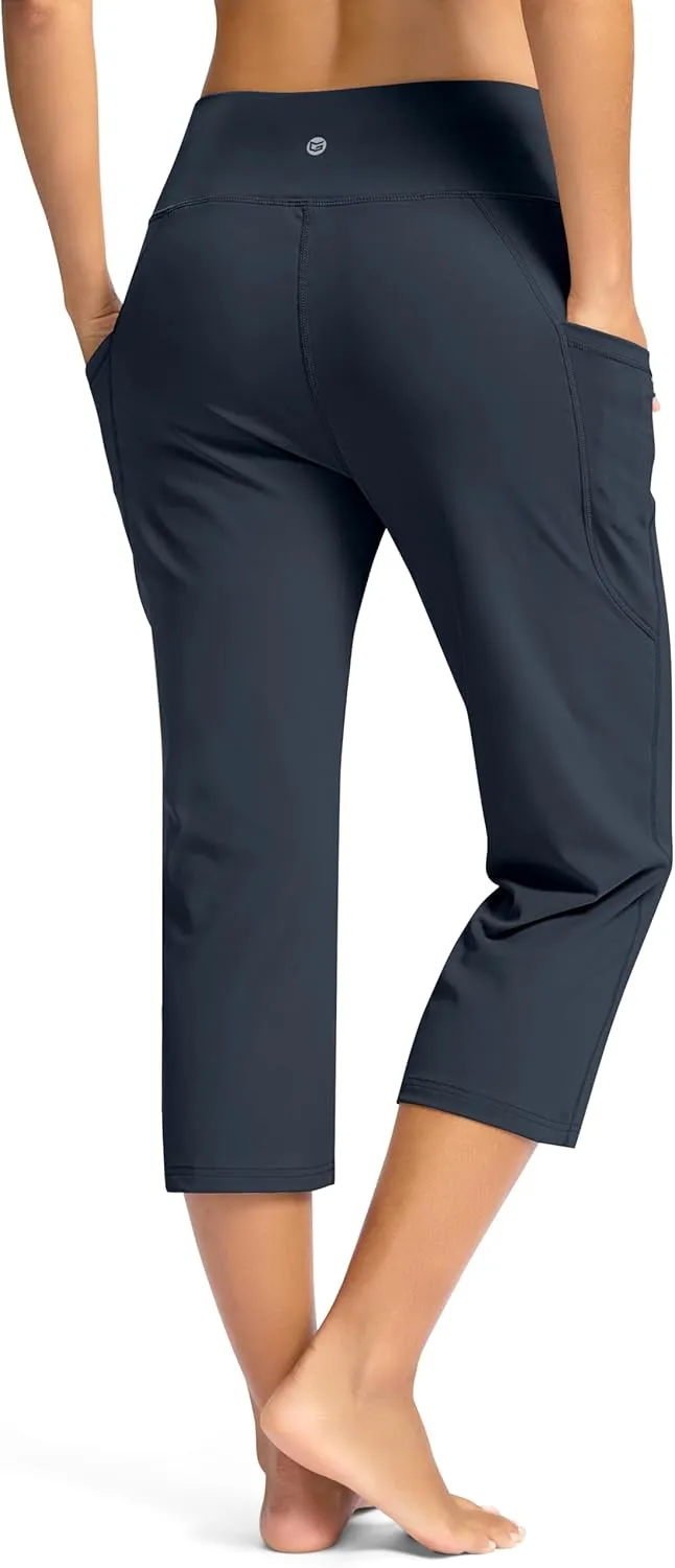 G Gradual Yoga Capri Pants for Women with Pockets High Waist Capris Leggings Tummy Control Straight Workout Summer Crop Pants
