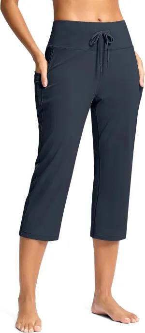G Gradual Yoga Capri Pants for Women with Pockets High Waist Capris Leggings Tummy Control Straight Workout Summer Crop Pants