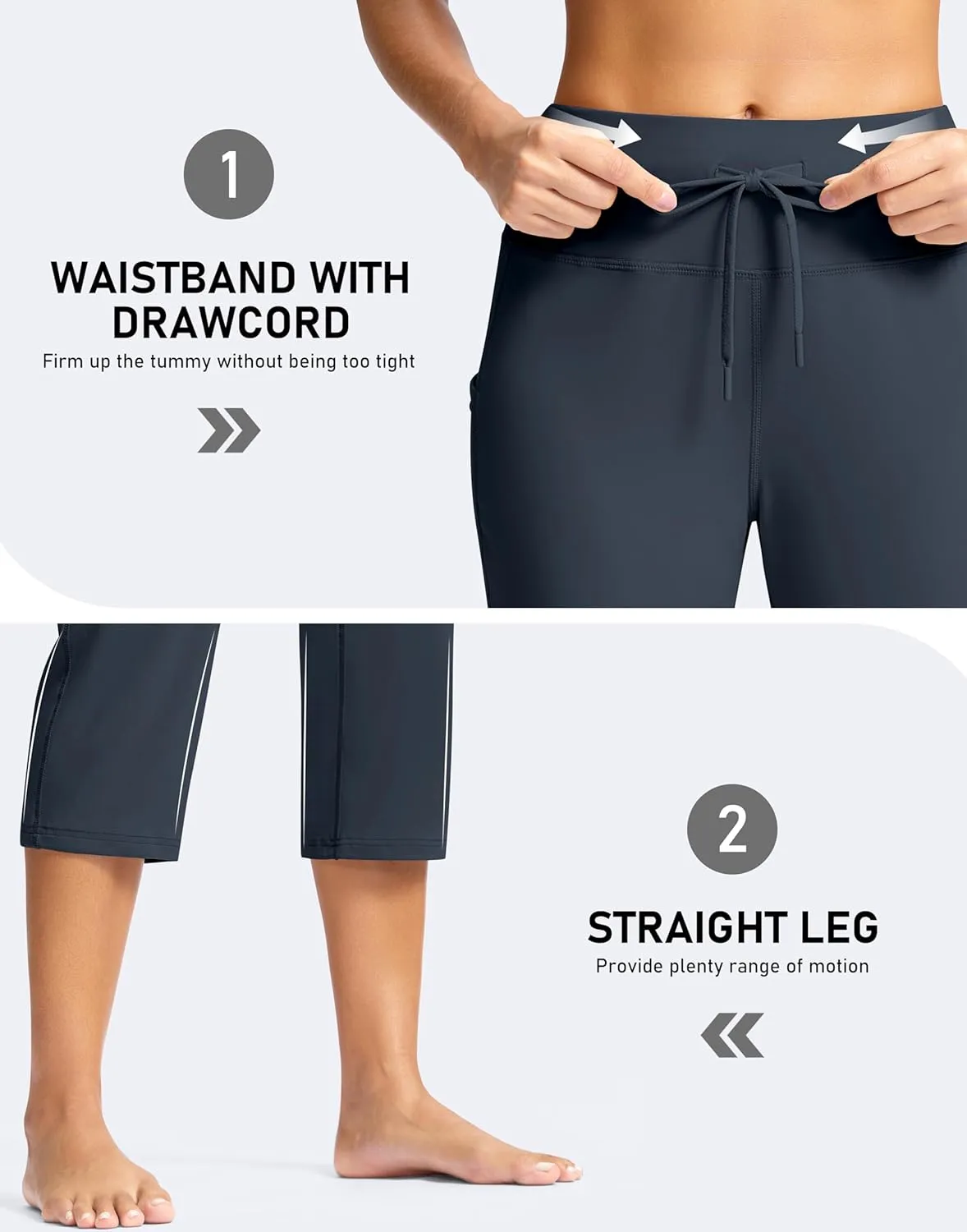 G Gradual Yoga Capri Pants for Women with Pockets High Waist Capris Leggings Tummy Control Straight Workout Summer Crop Pants
