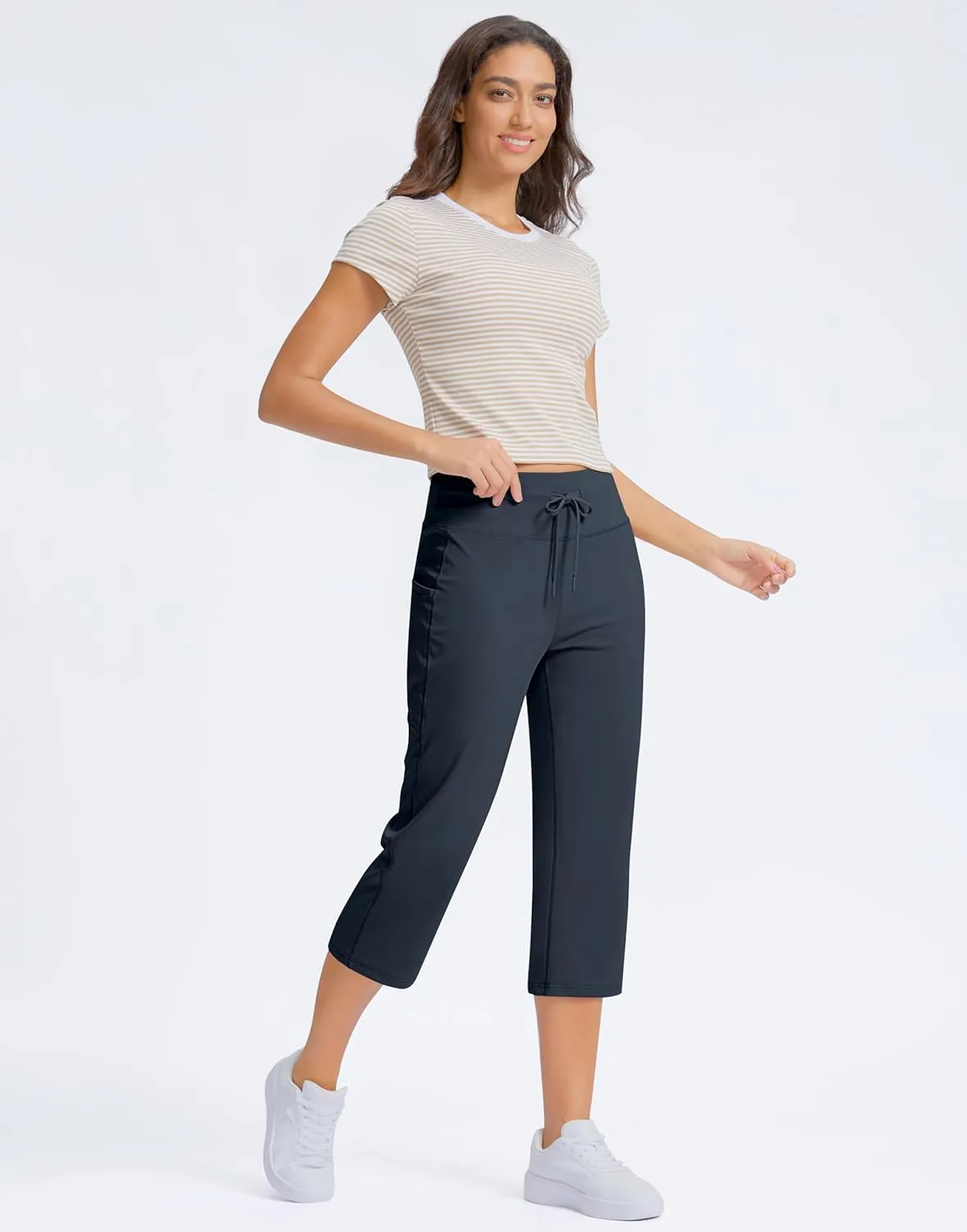G Gradual Yoga Capri Pants for Women with Pockets High Waist Capris Leggings Tummy Control Straight Workout Summer Crop Pants