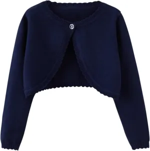 Girls Bolero Cardigan Sweater Toddler Kids Long Sleeve Button Knit Shrug Cropped Cover Up Jacket Tops