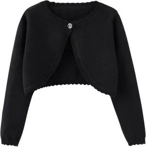 Girls Bolero Cardigan Sweater Toddler Kids Long Sleeve Button Knit Shrug Cropped Cover Up Jacket Tops