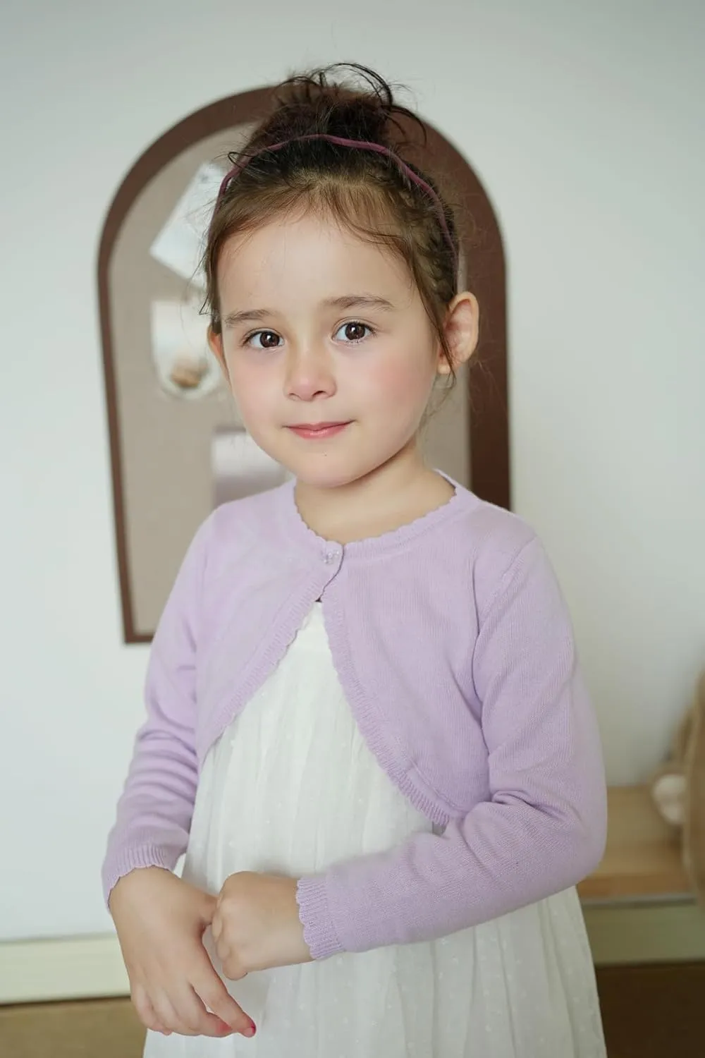 Girls Bolero Cardigan Sweater Toddler Kids Long Sleeve Button Knit Shrug Cropped Cover Up Jacket Tops