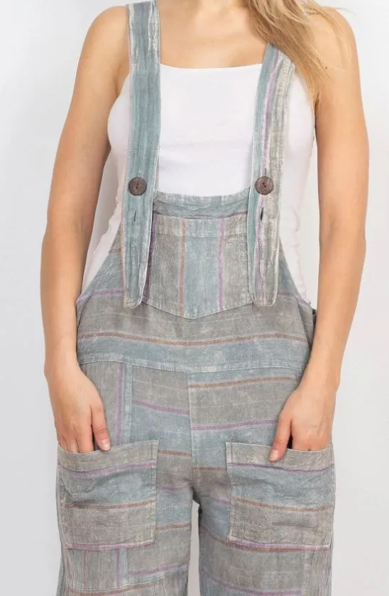 Grunge Patchwork Shortalls Grey