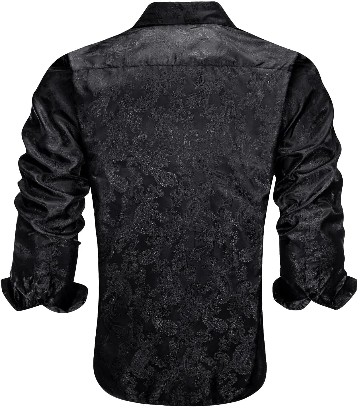 Hi-Tie Mens Dress Shirts Wrinkle Free Inner Contrast Jacquard Long Sleeve Casual Button Down Shirt Business Party Wedding