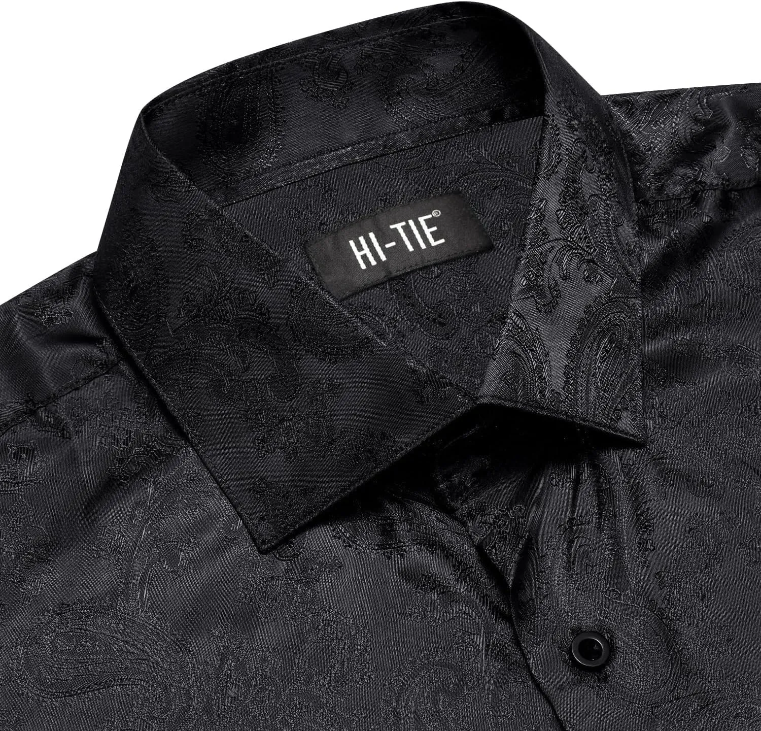 Hi-Tie Mens Dress Shirts Wrinkle Free Inner Contrast Jacquard Long Sleeve Casual Button Down Shirt Business Party Wedding