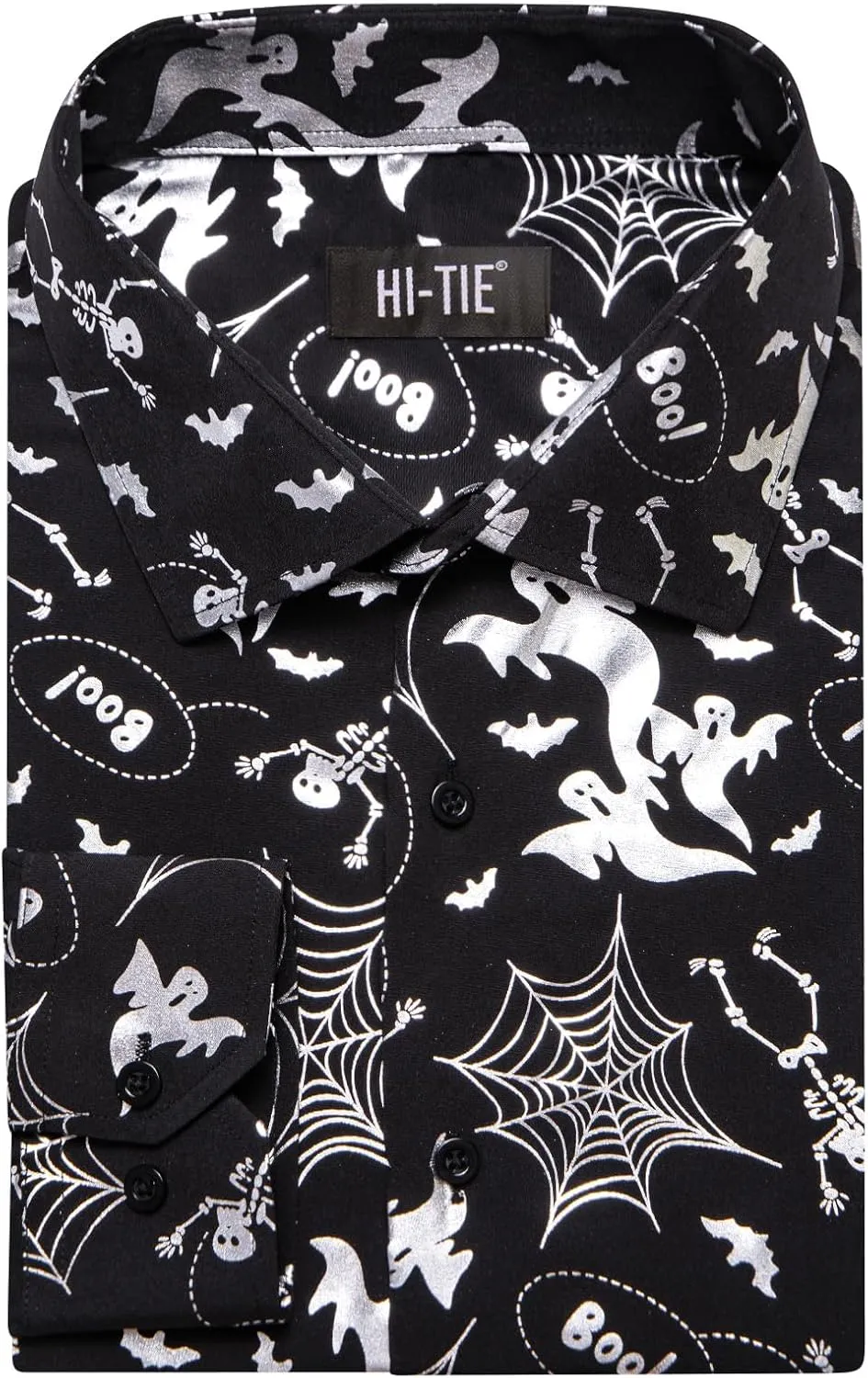 Hi-Tie Mens Hipstar Gold Paisely Floral 3D Printed Dress Shirts Shiny Long Sleeve Button Down Party Disco Performing