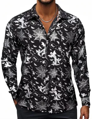 Hi-Tie Mens Hipstar Gold Paisely Floral 3D Printed Dress Shirts Shiny Long Sleeve Button Down Party Disco Performing