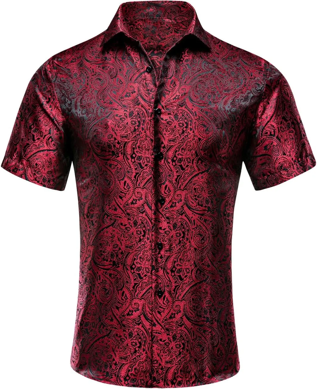 Hi-Tie Mens Summer Short Sleeve Dress Shirts Hawaiian Casual Button Down Regular Fit Shirt for Party Beach