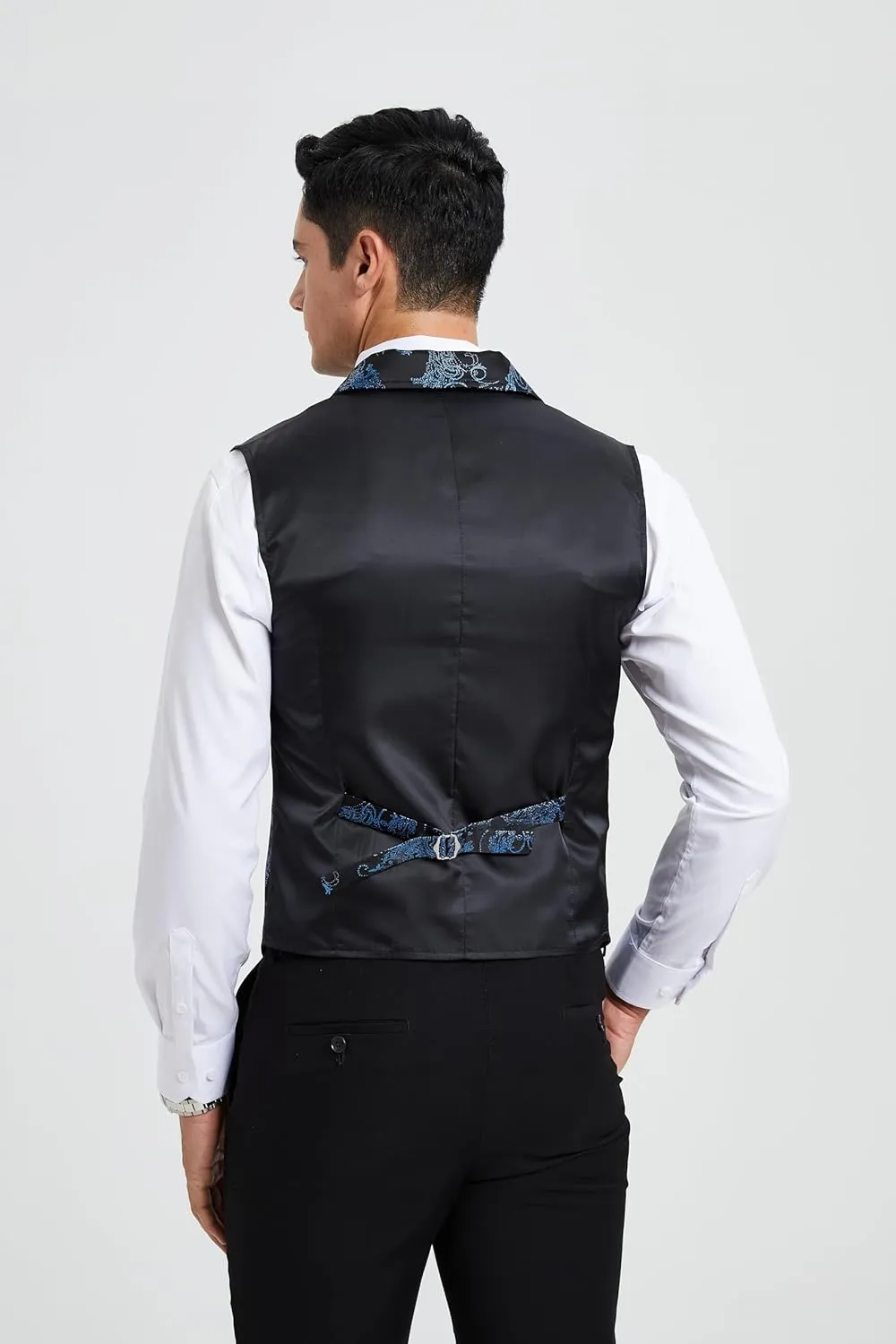HISDERN Mens Shiny Paisley Suit Vest Victorian Steampunk Gothic Waistcoat for Men Wedding Party Suit or Tuxedo