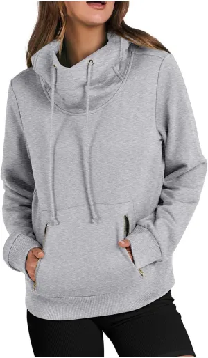 Hoodie Sweatshirt For Women Fall Fashion 2024 Casual Long Sleeve Cowl Neck Hooded Sweatshirt Teen Girls Pullovers