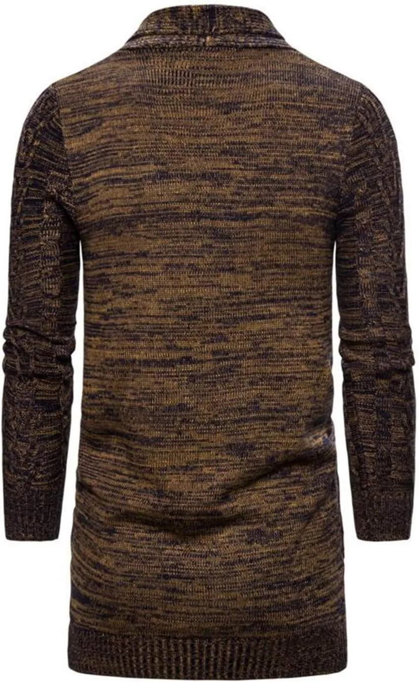 HZCX FASHION Men's Slim Fit Long Sleeve Open Front Cardigan Sweater with Pockets