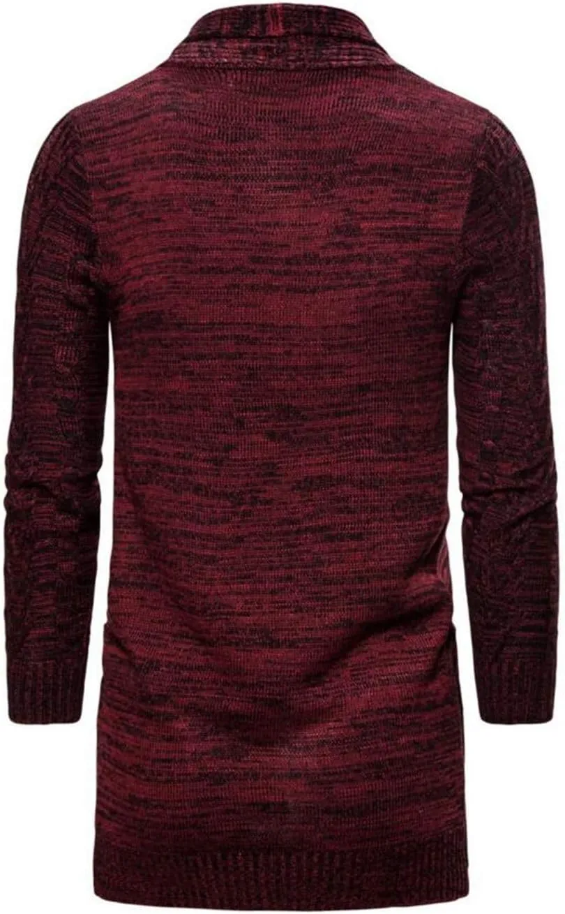 HZCX FASHION Men's Slim Fit Long Sleeve Open Front Cardigan Sweater with Pockets