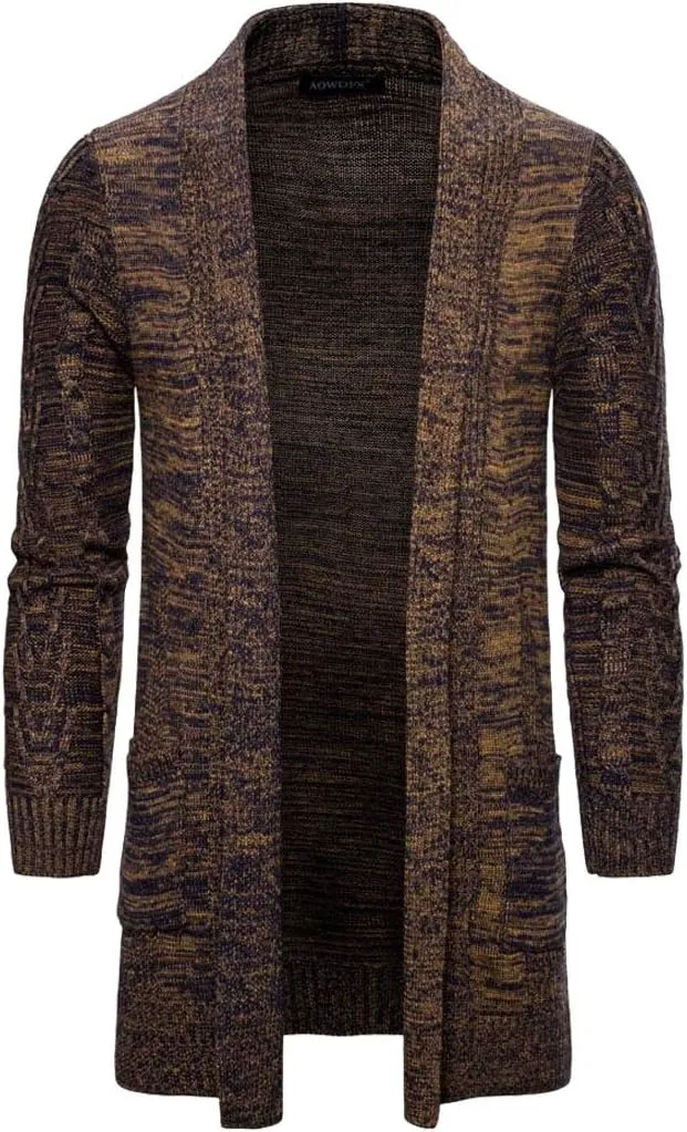 HZCX FASHION Men's Slim Fit Long Sleeve Open Front Cardigan Sweater with Pockets