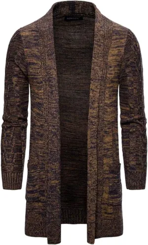 HZCX FASHION Men's Slim Fit Long Sleeve Open Front Cardigan Sweater with Pockets