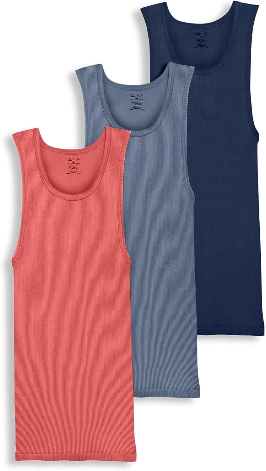 Jockey Men's Undershirt 100% Cotton Big Man A-Shirt Tank - 3 Pack