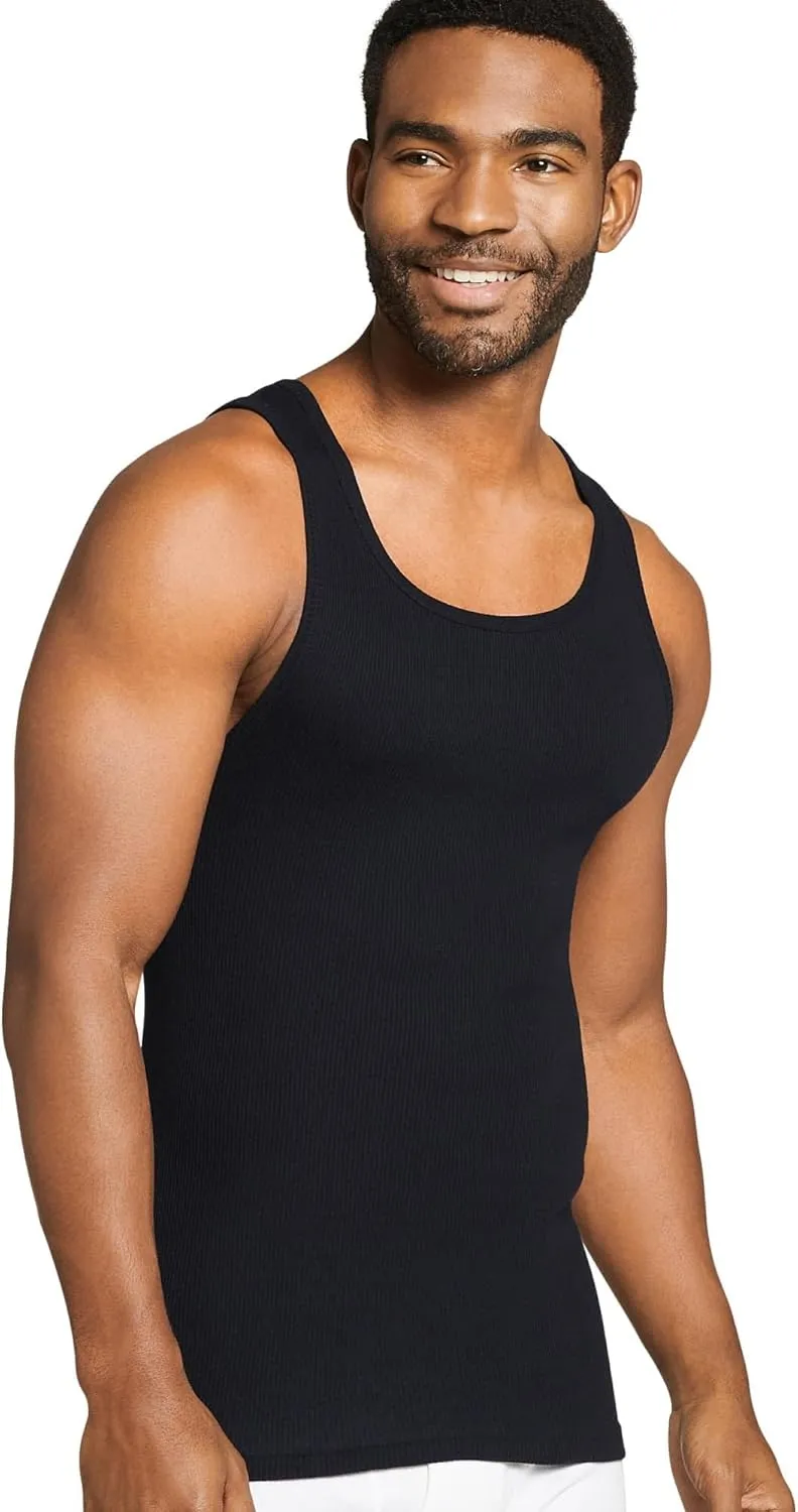 Jockey Men's Undershirt 100% Cotton Tall Man A-Shirt Tank - 3 Pack