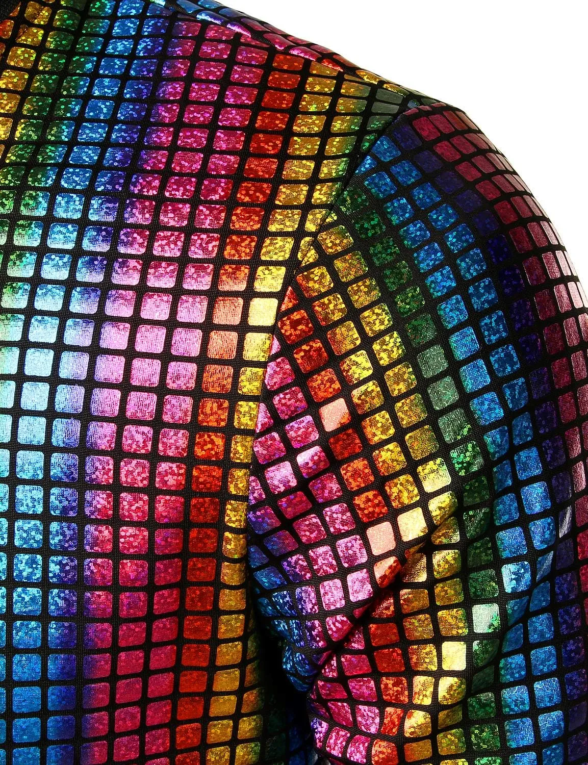 JOGAL Men's Metallic Silver Jacket Gold 70's Disco Costume