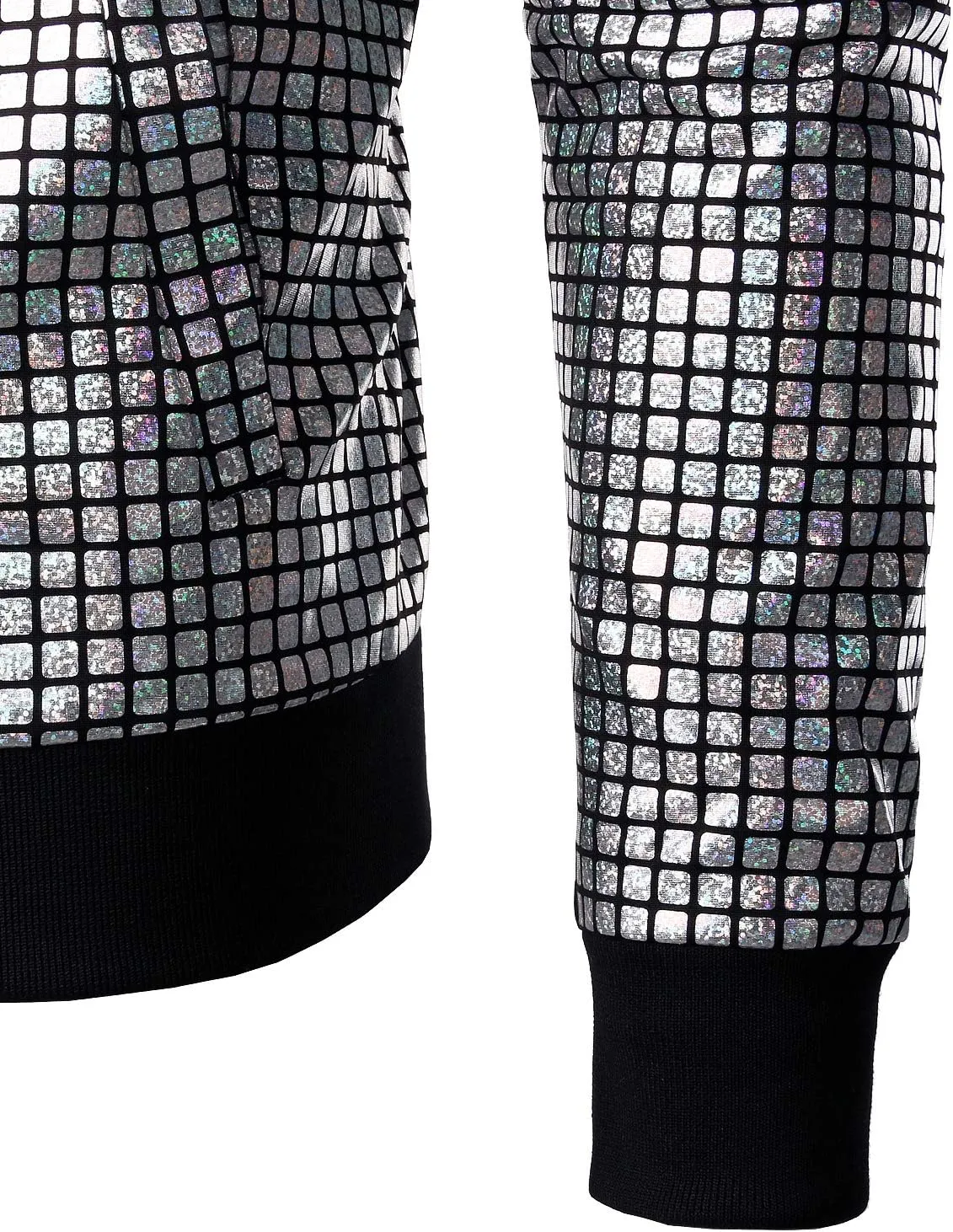 JOGAL Men's Metallic Silver Jacket Gold 70's Disco Costume