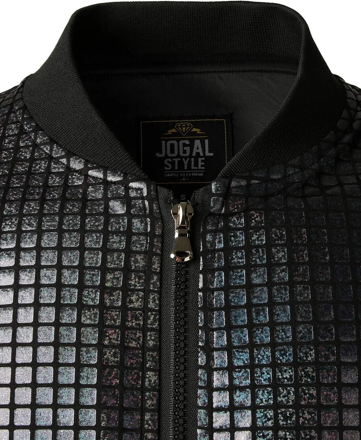 JOGAL Men's Metallic Silver Jacket Gold 70's Disco Costume