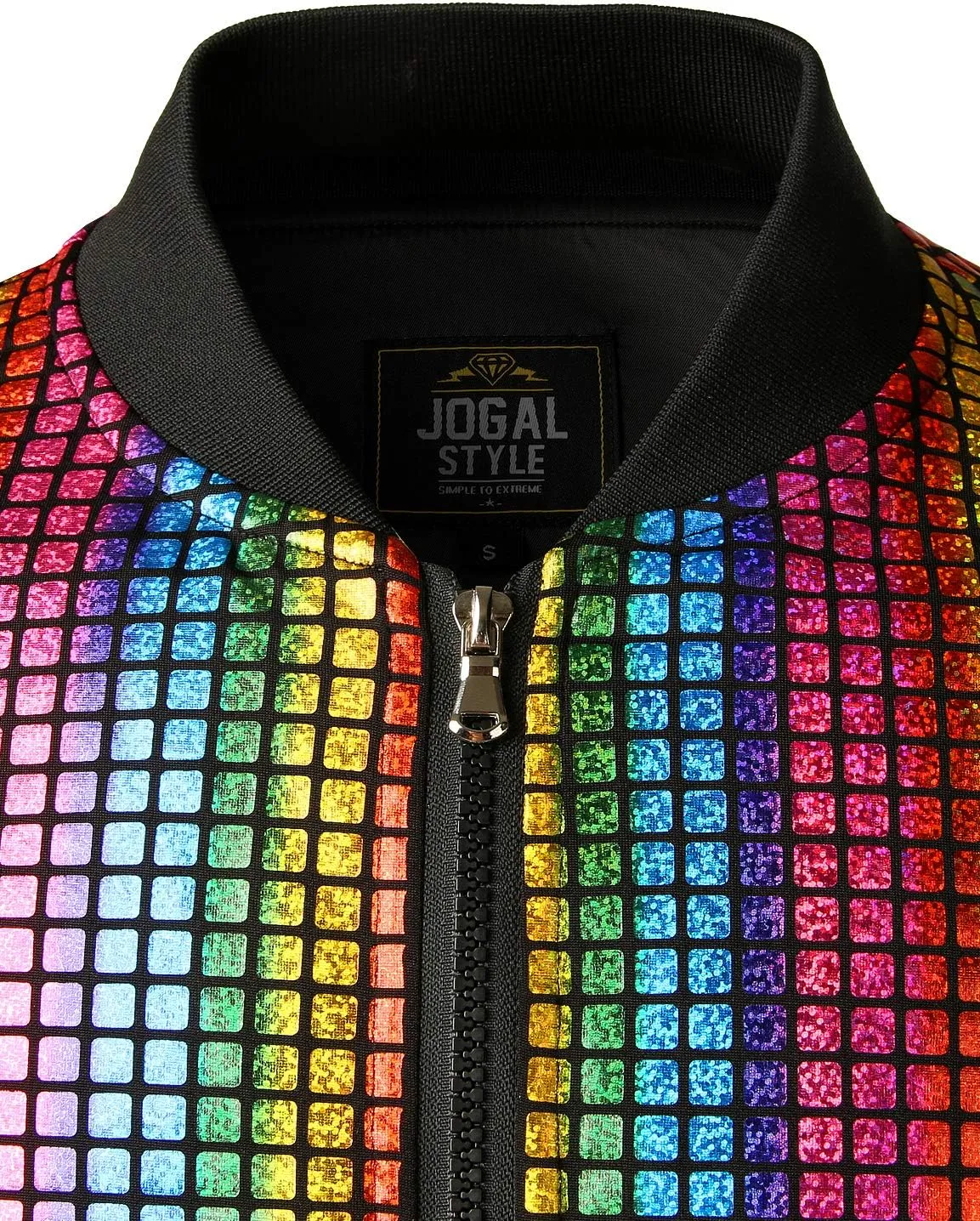 JOGAL Men's Metallic Silver Jacket Gold 70's Disco Costume
