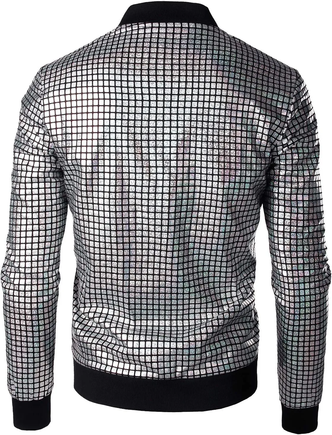 JOGAL Men's Metallic Silver Jacket Gold 70's Disco Costume