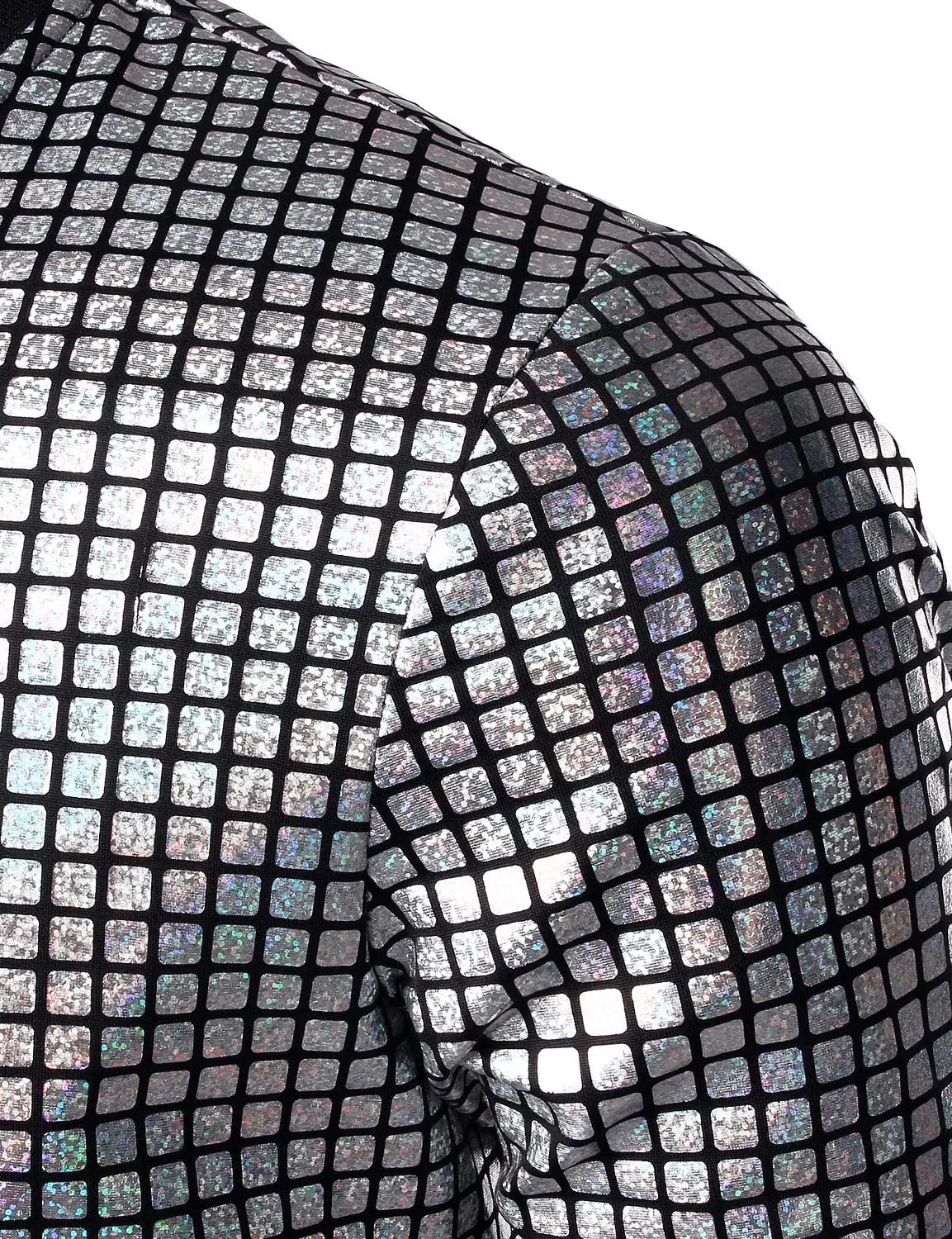 JOGAL Men's Metallic Silver Jacket Gold 70's Disco Costume