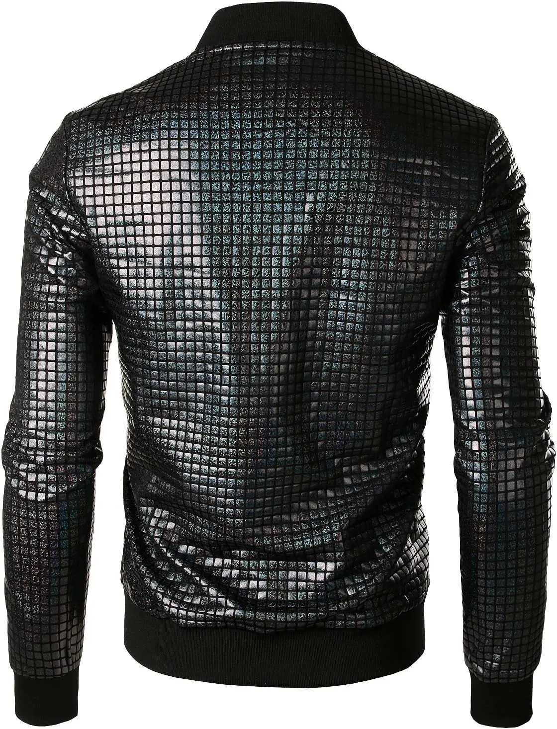 JOGAL Men's Metallic Silver Jacket Gold 70's Disco Costume