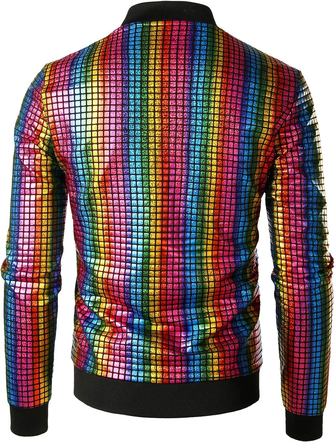 JOGAL Men's Metallic Silver Jacket Gold 70's Disco Costume