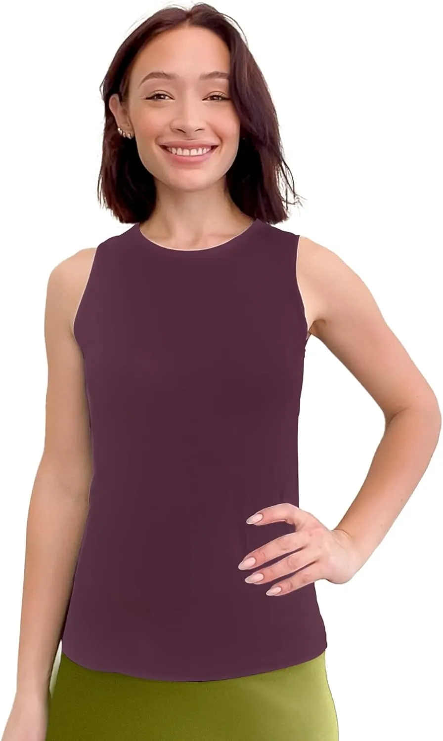 Kosher Casual Modest High Neck Tank Top for Women Full-Shoulder Sleeveless Shell