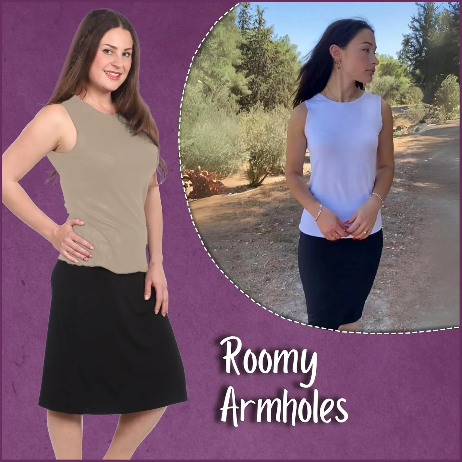 Kosher Casual Modest High Neck Tank Top for Women Full-Shoulder Sleeveless Shell