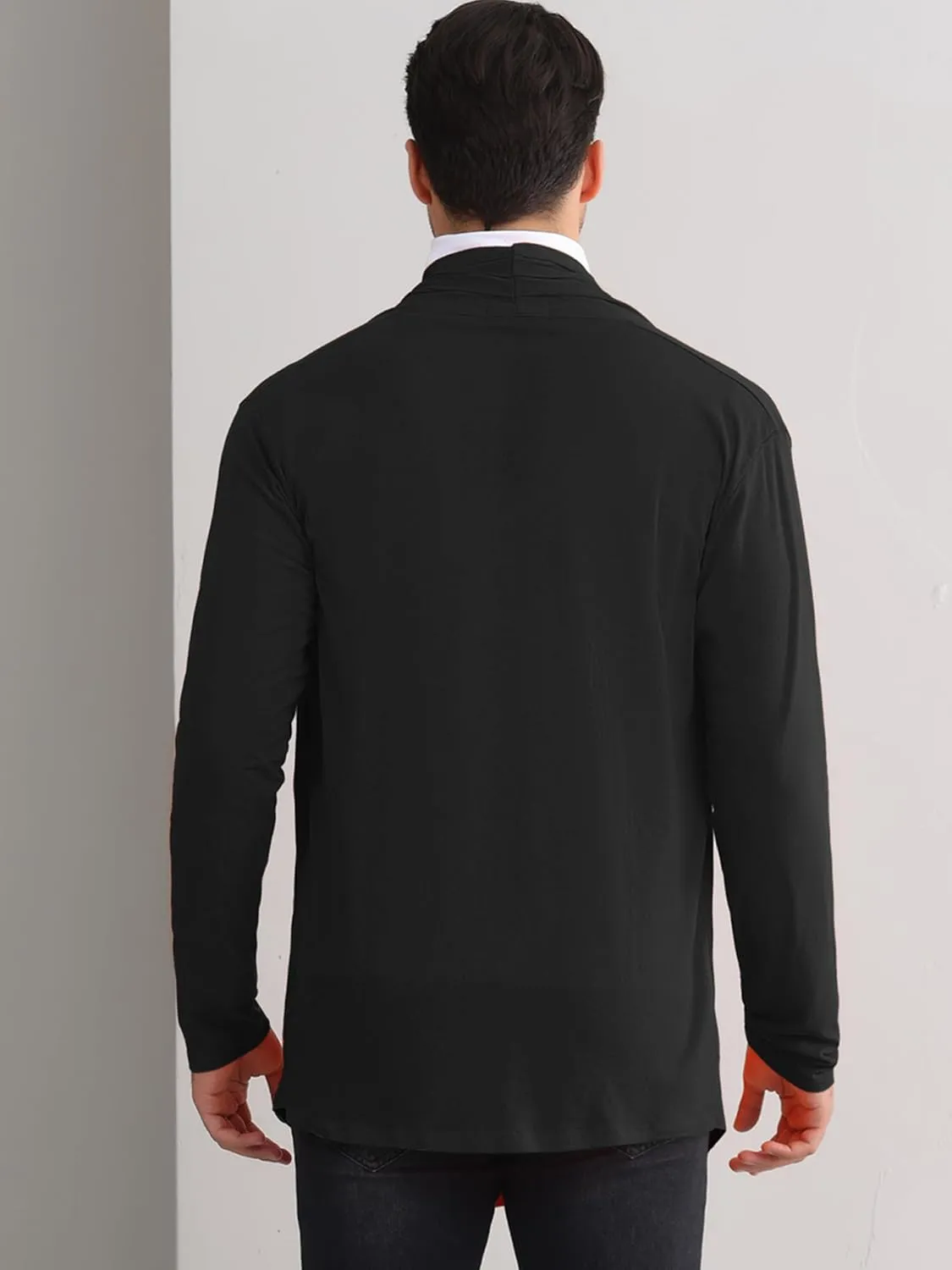 Lars Amadeus Cardigan for Men's Ruffle Shawl Collar Long Sleeve Open Front Lightweight Drape Cape Overcoat
