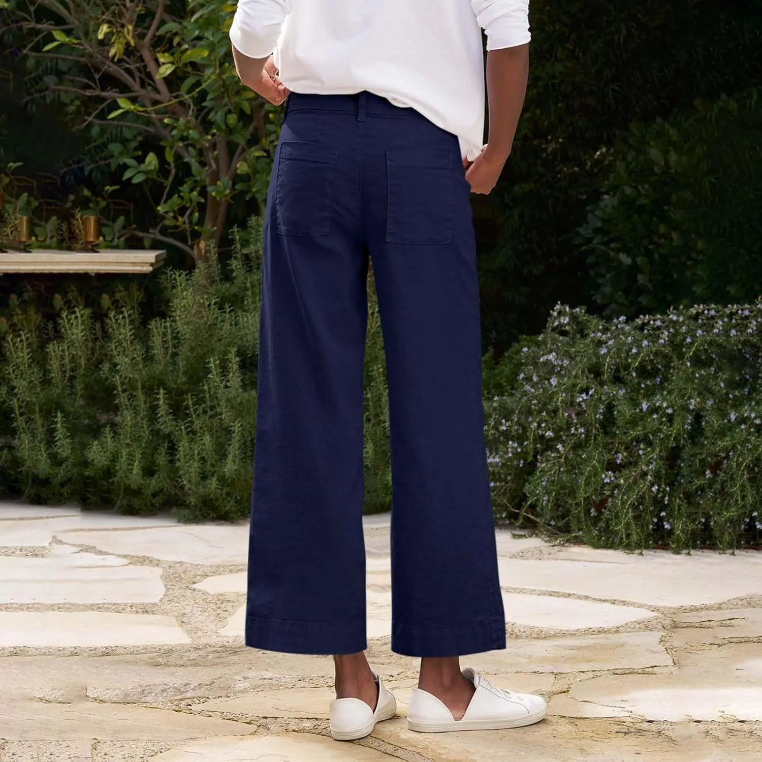 Linen Pants for Women, Linen Women's Straight Leg Casual Pants Peasant Summer